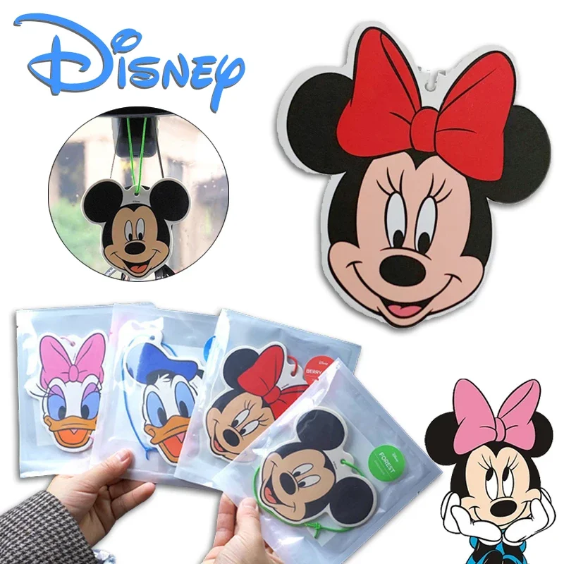 Disney Minnie Mickey Mouse Car Aromatherapy Cartoon Car Pendant Fragrant Tablet Cute Air Freshener Auto Accessories Decor Gifts