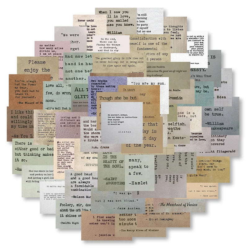 

50 шт., ретро стильные пишущие машинки, мотивационные наклейки с цитатами, вдохновляющие винтажные наклейки для журналов, скрапбуки, бутылки, компьютер