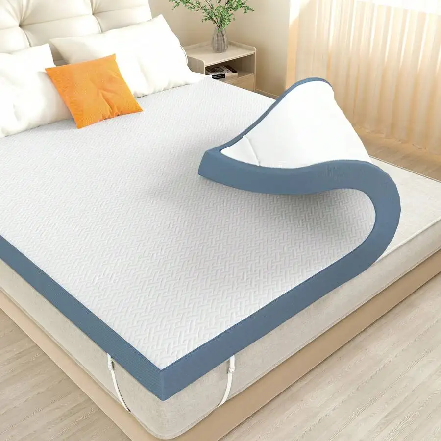 4 Inch Mattress Topper White Memory Foam Mattress Topper Extra Firm Back Pain Relief Enhanced Cooling Pad For Back Pain, High Support