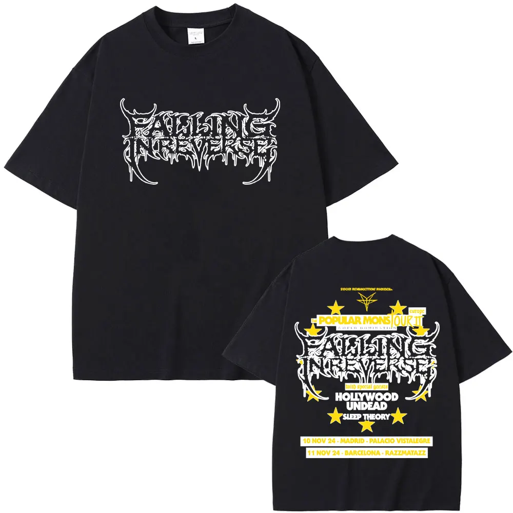 

Falling in Reverse The Popular Mons Europe World Tour T-shirts summer Men Women Rock Retro Oversized Streetwear male casual tops