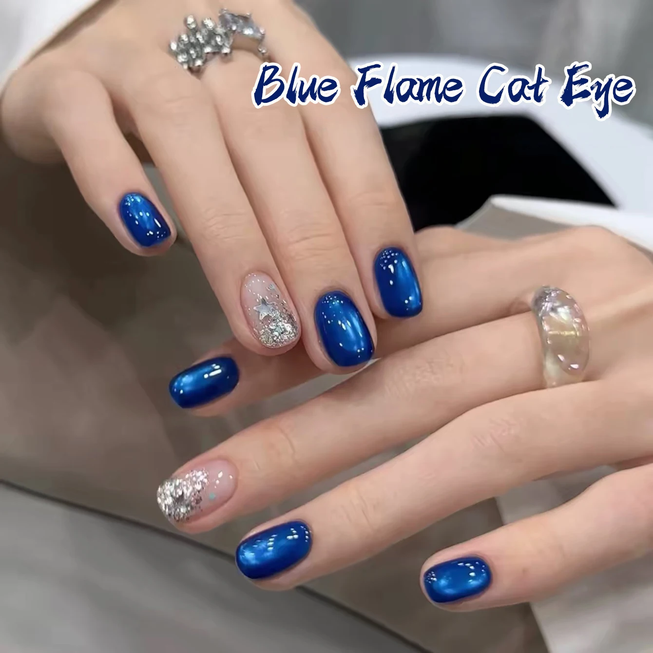Dark Blue Magnet Cat Eye Gel Nail Polish Whitening Blue Gel High Gloss Long-Lasting, Soak Off UV/LED For Home & Salon Manicure