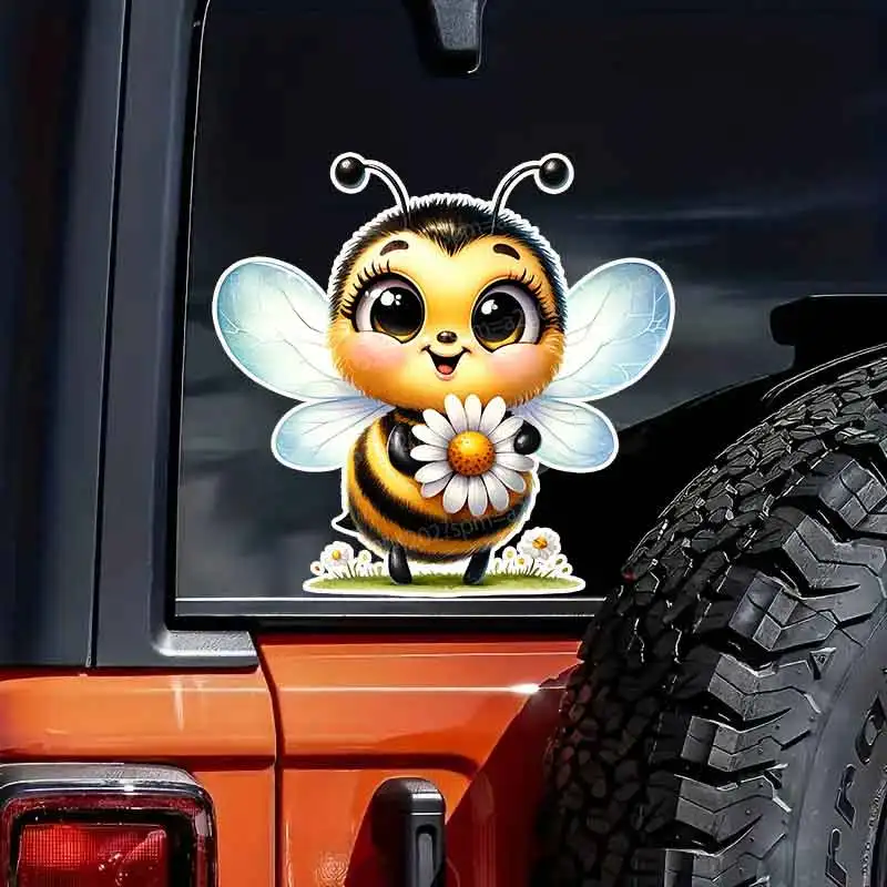 Cute Bee Car Stickers Waterproof Decals for Rear Window Bumper Children's Room Door & Window Decor HE117 2
