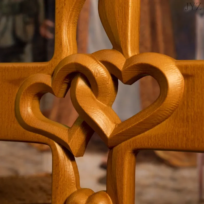 Intertwined Heart Wooden Cross Wall Art Ideas Porch Living RoomHanging Decor