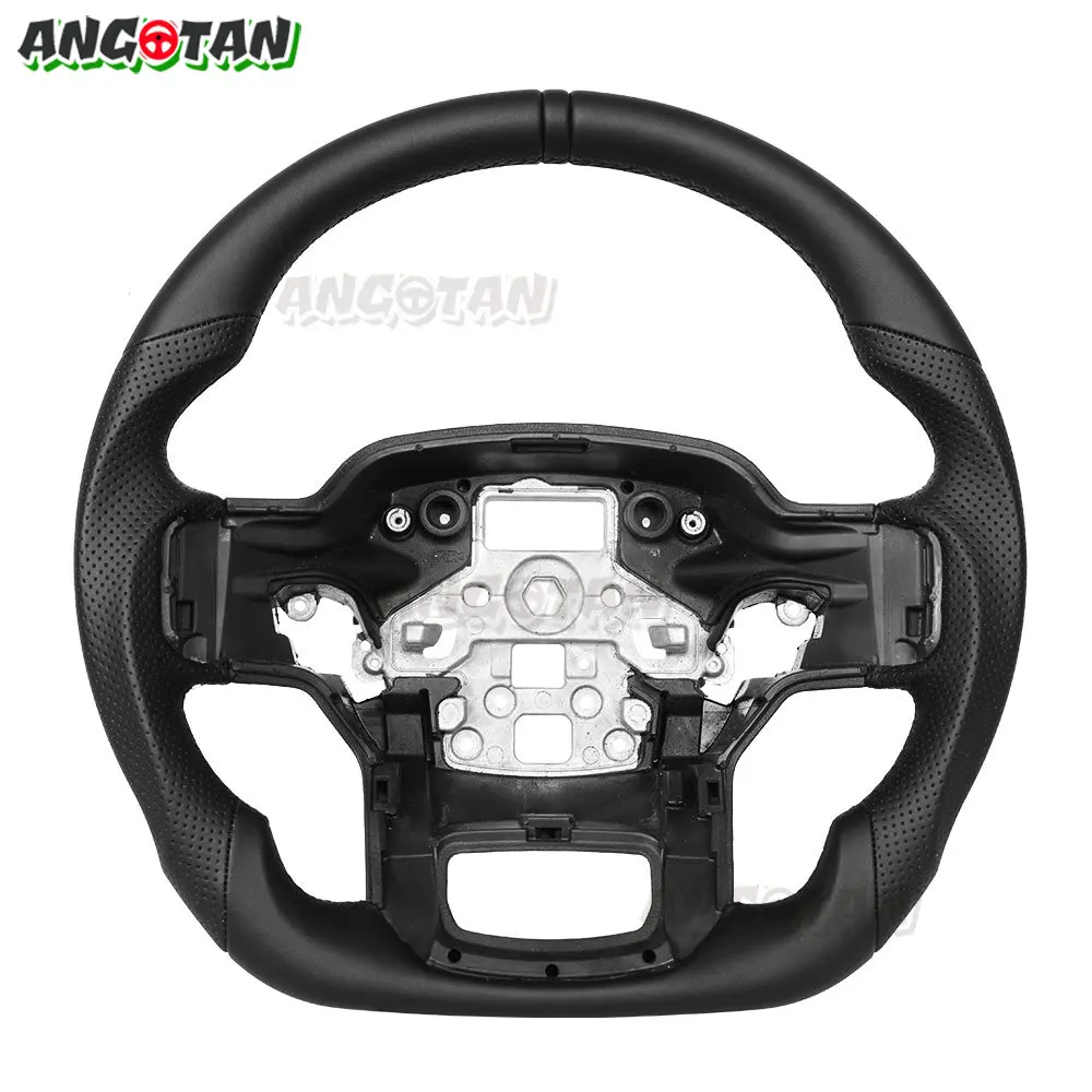 Full Leather Sport Steering Wheel For Ford F150 Raptor 2021 2022 2023 2024 Perforated Leather Steering Wheel Car Accessories