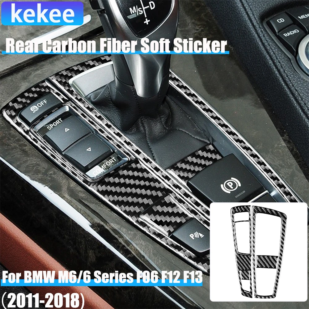 

Real Carbon Fiber Car Accessories Gear Shift Decorative Cover Soft Sticker For BMW 6 Series/M6 F06 F12 F13 M Sport 2011—2018