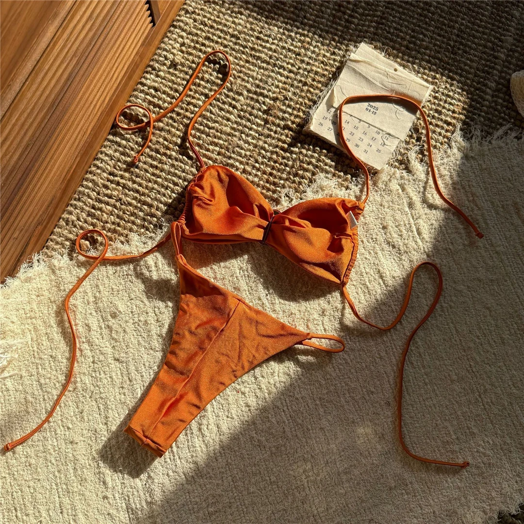 5 Farben, Metallring, Neckholder, hoch geschnittener Bikini, Damen-Badeanzug, zweiteiliges Bikini-Set, Damen-Badebekleidung, Badeanzug, Schwimmanzug V6340G – Detail 29