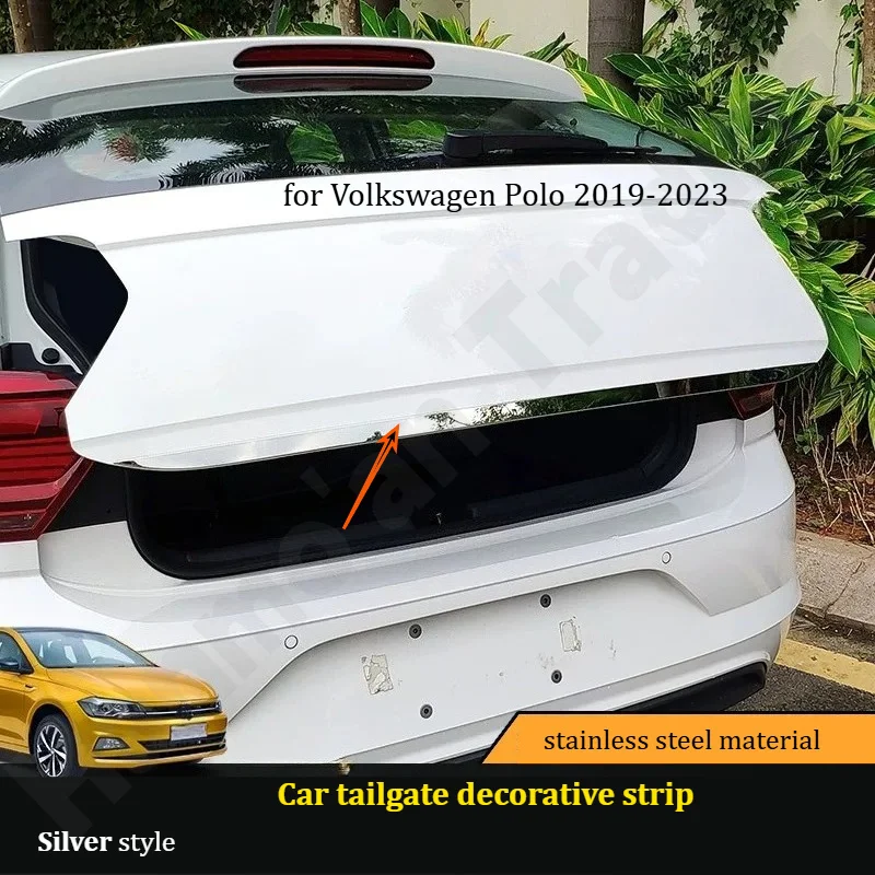 for Volkswagen Polo-Plus 2019-2023 Trunk light strip/body tailgate decorative sticker/stainless steel exterior products