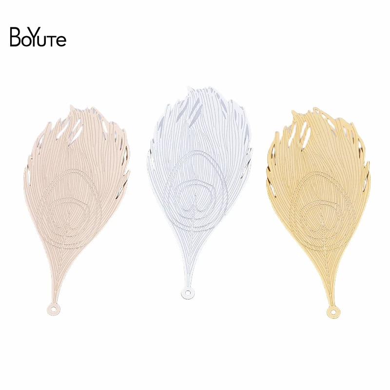 

BoYuTe (10 Pieces/Lot) 83*38MM Big Peacock Feather Pendant Sheet Diy Jewelry Making Materials