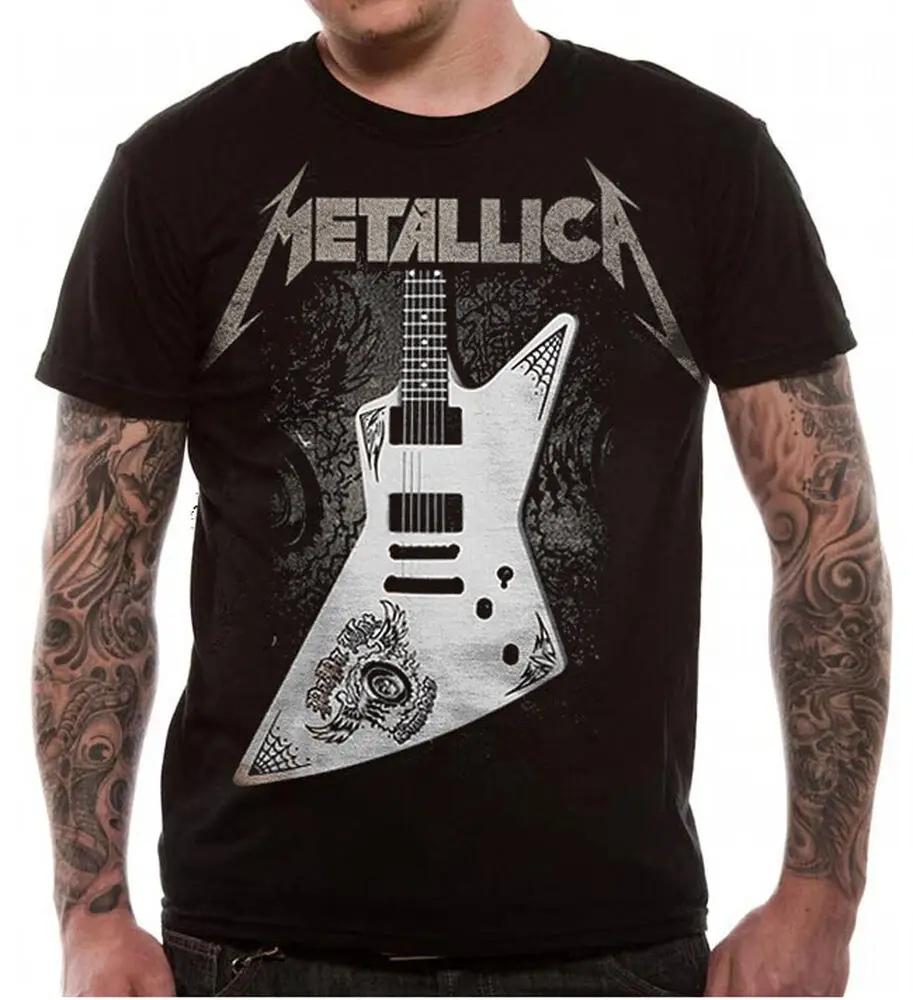 T Shirt Papa Het Guitar Official Heavy Hetfield New S-2XL High Quality 100%Cotton Short Sleeve