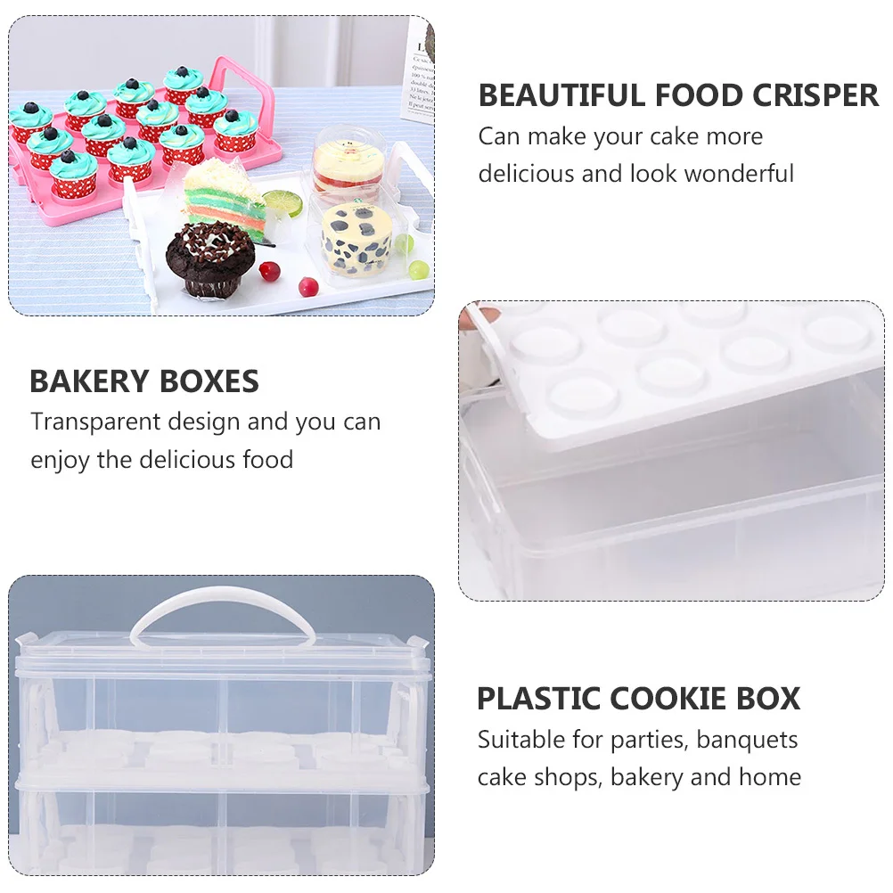 

1pc Double Layer Cake Packaging Box Transparent Dessert Baking Boxes For Cupcakes Muffins Food Grade Waterproof Crisper Bakery