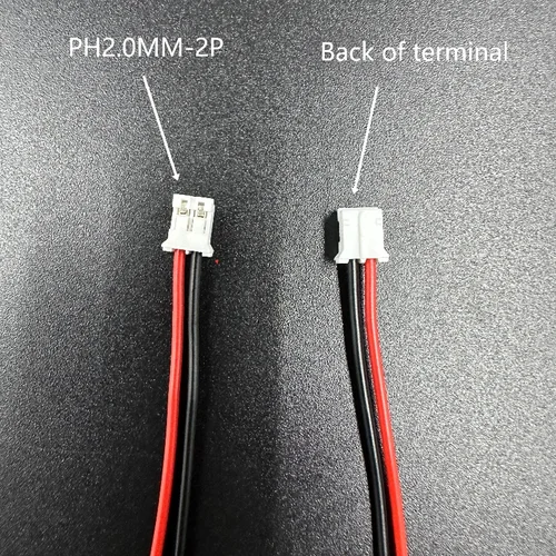 Imagen 2 del producto 40 unids/set conector JST PH2.0mm 2 pines 2MM conector macho espacial con cables 26AWG para batería polaridad positiva y negativa