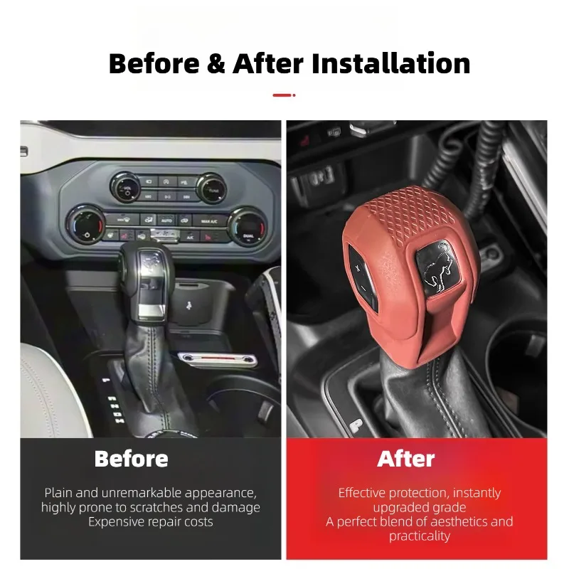 For Ford Bronco Silicone Gear Shift Knob Cover, Automatic Transmission Shift Sleeve, Interior Modification Accessories