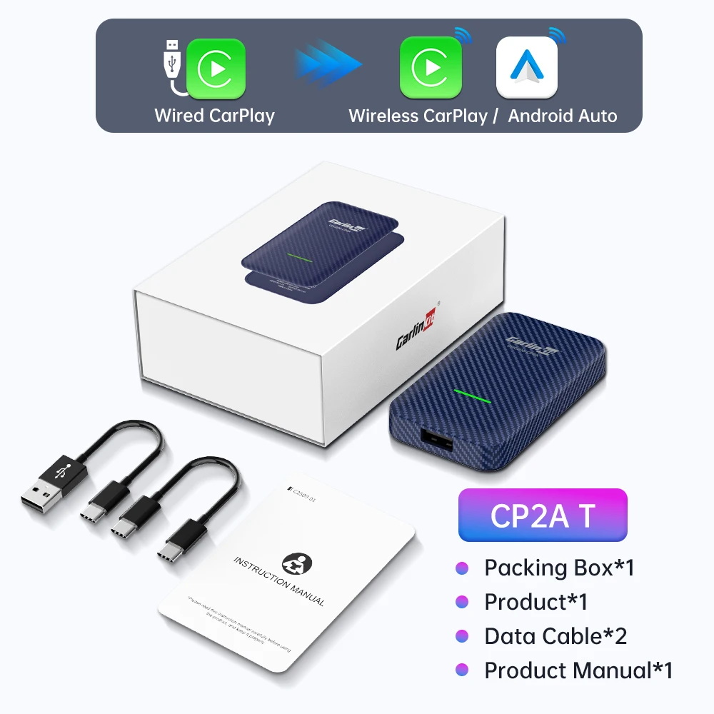 CarlinKit 5.0&Mini5 Pro Wireless CarPlay Android Auto Adapter 2 in 1 CP2A Plus Smart Dongle for Bluetooth 4.2 Spotify Map FOTA image 3