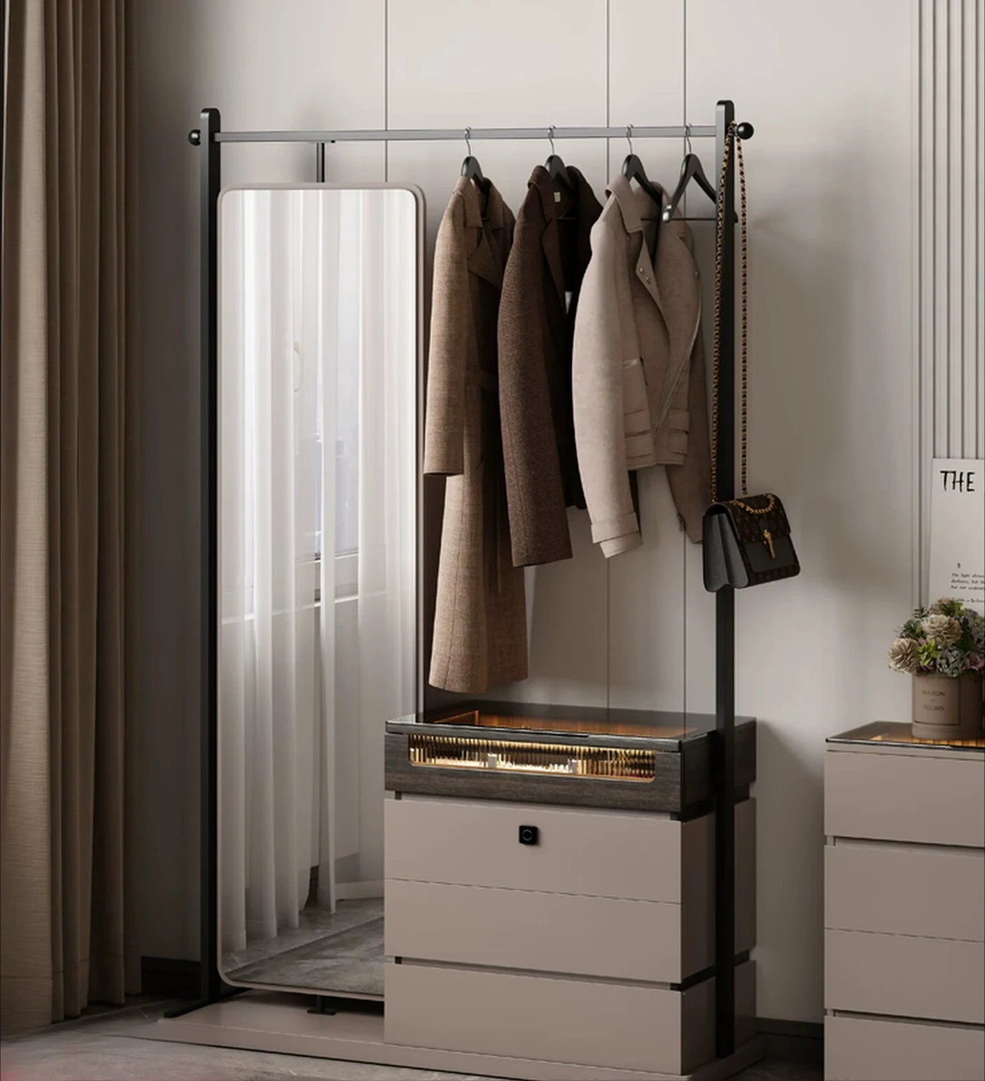 

PYJ Modern Simple Floor-to-ceiling Multifunctional Wardrobe Rack and Storage Cabinet for Home and Bedroom