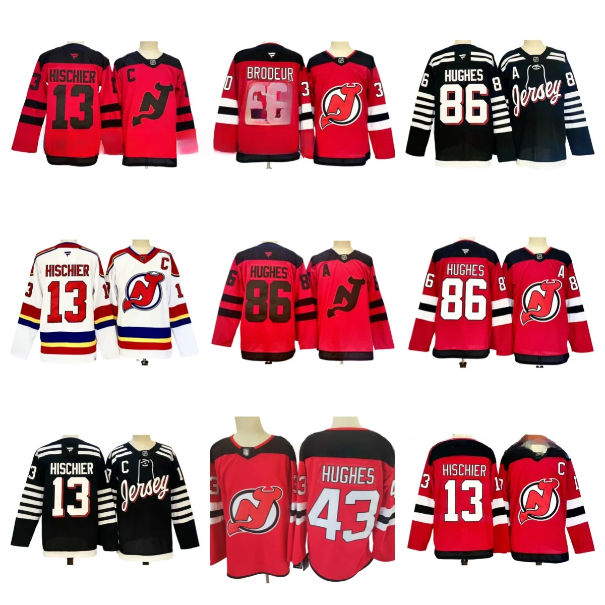 مخصص NHL الشيطان فريق هوكي الجليد جيرسي المطرزة هوكي موحدة 13 # 30 # 43 # 86 # ملابس رياضية من ألياف البوليستر للرجال #1