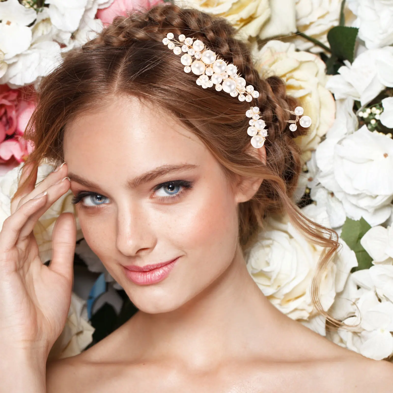 

1Set Pearl Hair Piece Set Bridal Wedding Hair Comb Hairpins Lightweight Headdress Clips for Brides Special Occasion