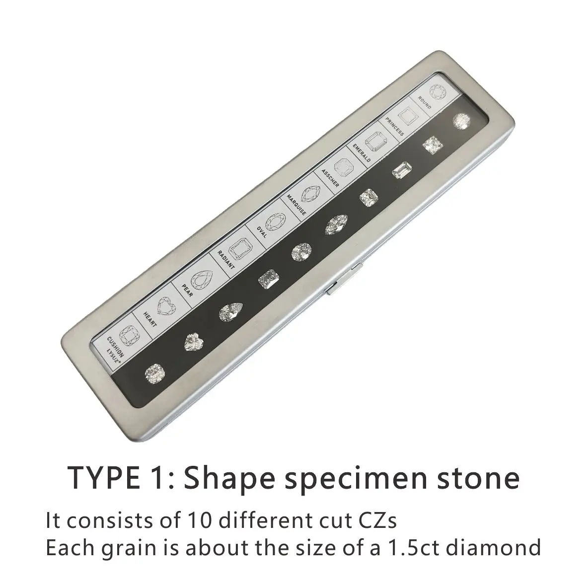 Diamante suelto simulado, circonita cúbica sintética, tamaño, contraste de referencia, forma especial, herramientas de enseñanza de diámetro de peso de diamante