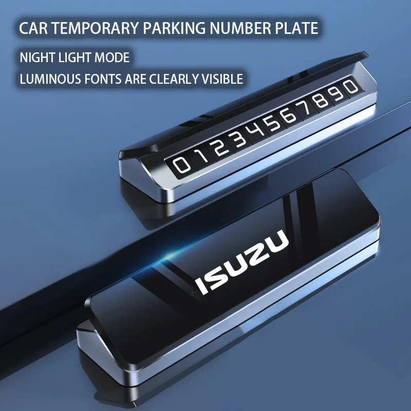 

Car Metal Mobile Phone Number Temporary Parking Plate For Isuzu Dmax D MAX 4hf1 Emblem Elf 2023 Accessories keychain 2008 Logo