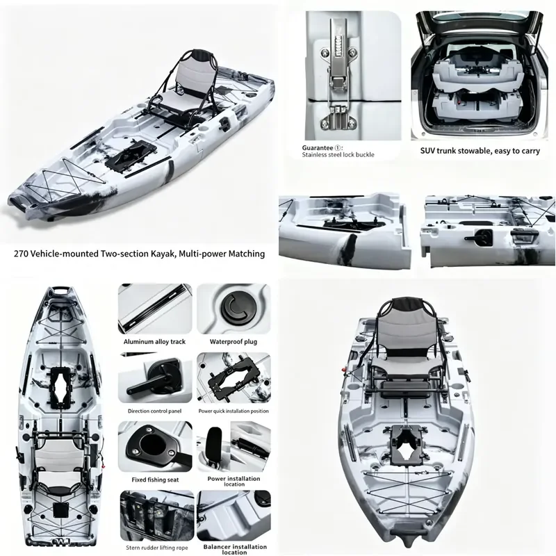 Two-Piece Detachable Fins On-Board Folding PVC Kayak Lightweight Pedal Lure Fishing Boat Drifting