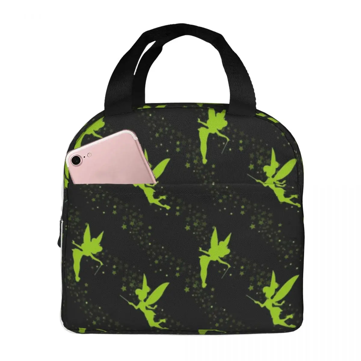 Peter Pan Tinkerbell Flying Green Insulated Lunch Bag Cooler Bag Reusable Large Tote Lunch Box for Men Women Office Travel