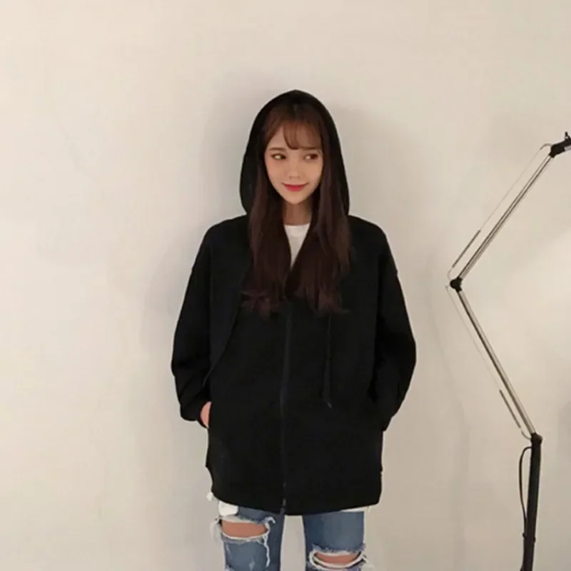 

Autumn Women's Solid Hoodies Sweatshirts Loose Hooded Jacket Casual Woman Pullover For Female Coat Women Hoodie Sweatshirt