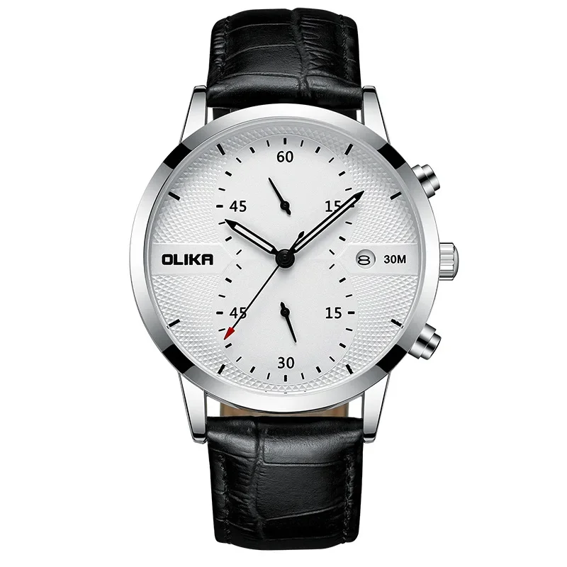 2025 ساعة رجالية كاجوال كبيرة الحجم مع تقويم مضيء ساعة كوارتز متعددة الوظائف كرونوغراف مقاومة للماء ساعة رجالي