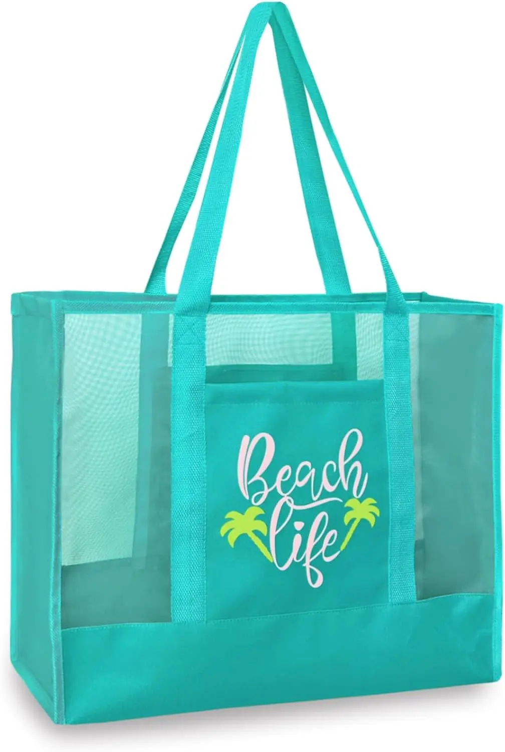 

Large Beach Tote with 2 Pockets & Zipper, Lightweight Pool Bag for Women Travel