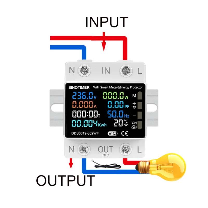 TUYA WiFi Misuratore di potenza intelligente Protezione da sovratensione Interruttore relè Interruttore automatico Misuratore di temperatura energia kWh Vita intelligente