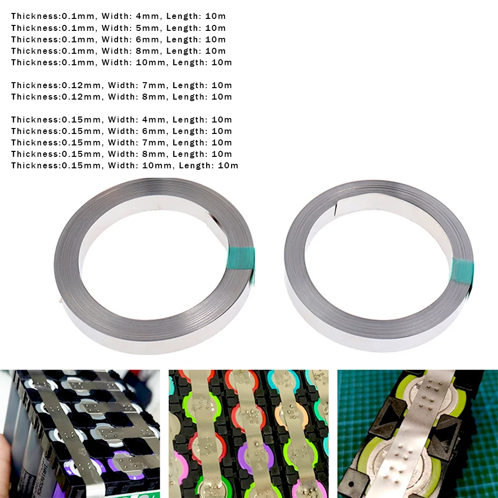 0.1 0.127 0.15 0.2 8mm 10mm Spot Welding Tape Nickel Strip Belt Ni200 Pure Nickel Strip Battery 18650 Nickel Strip 2KG