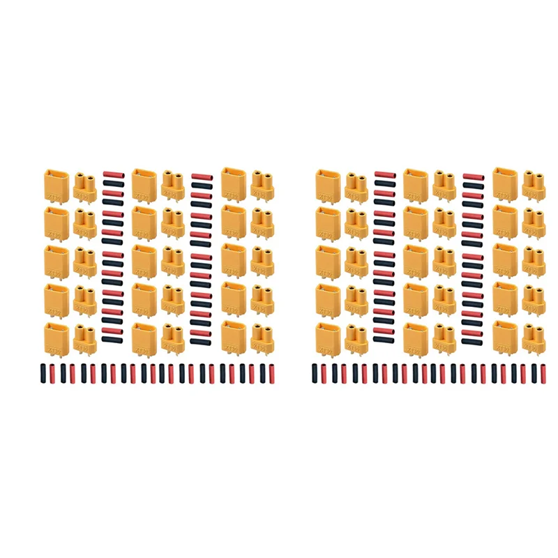 B28C-XT30 30 Pairs ذكر أنثى موصلات البطارية XT30U ذكر أنثى موصلات المكونات المستديرة أنثى مع أنبوب الانكماش الحراري