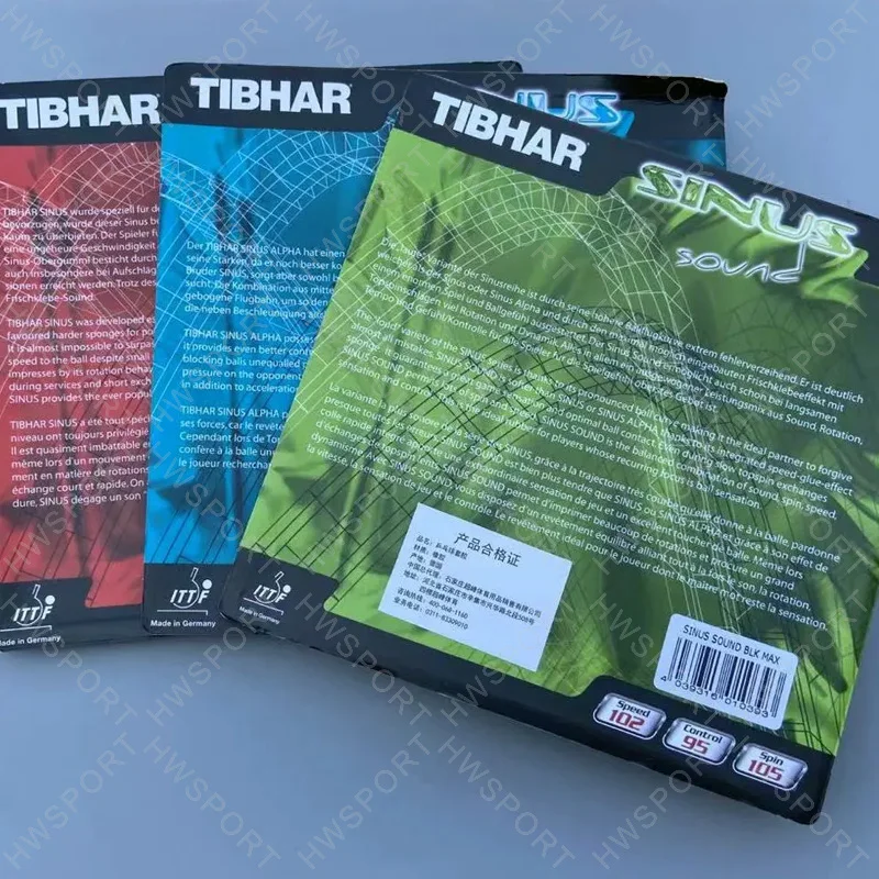 TIBHAR Sinus Series-hoja de goma pegajosa para tenis de mesa, hoja de goma de Ping Pong con esponja de alta elasticidad prediseñada