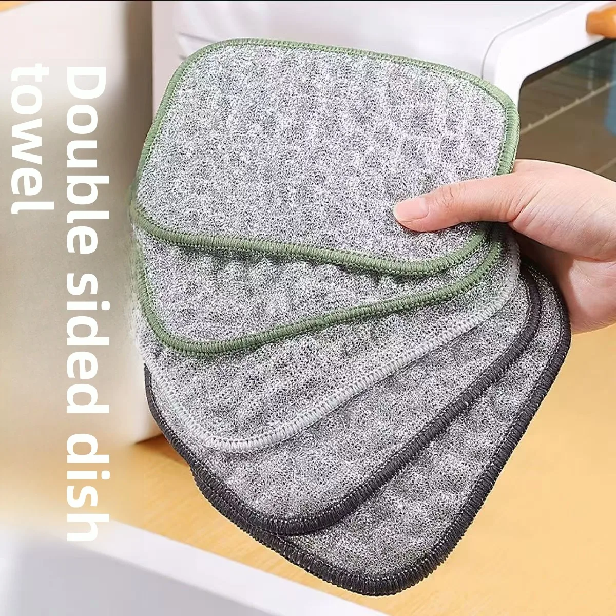 

Dishcloth Double Layer Thickened Non-oil Dishtowel Scouring Cloth Absorbent Rag Silver Silk Cotton Yarn Dishwashing 12*16cm