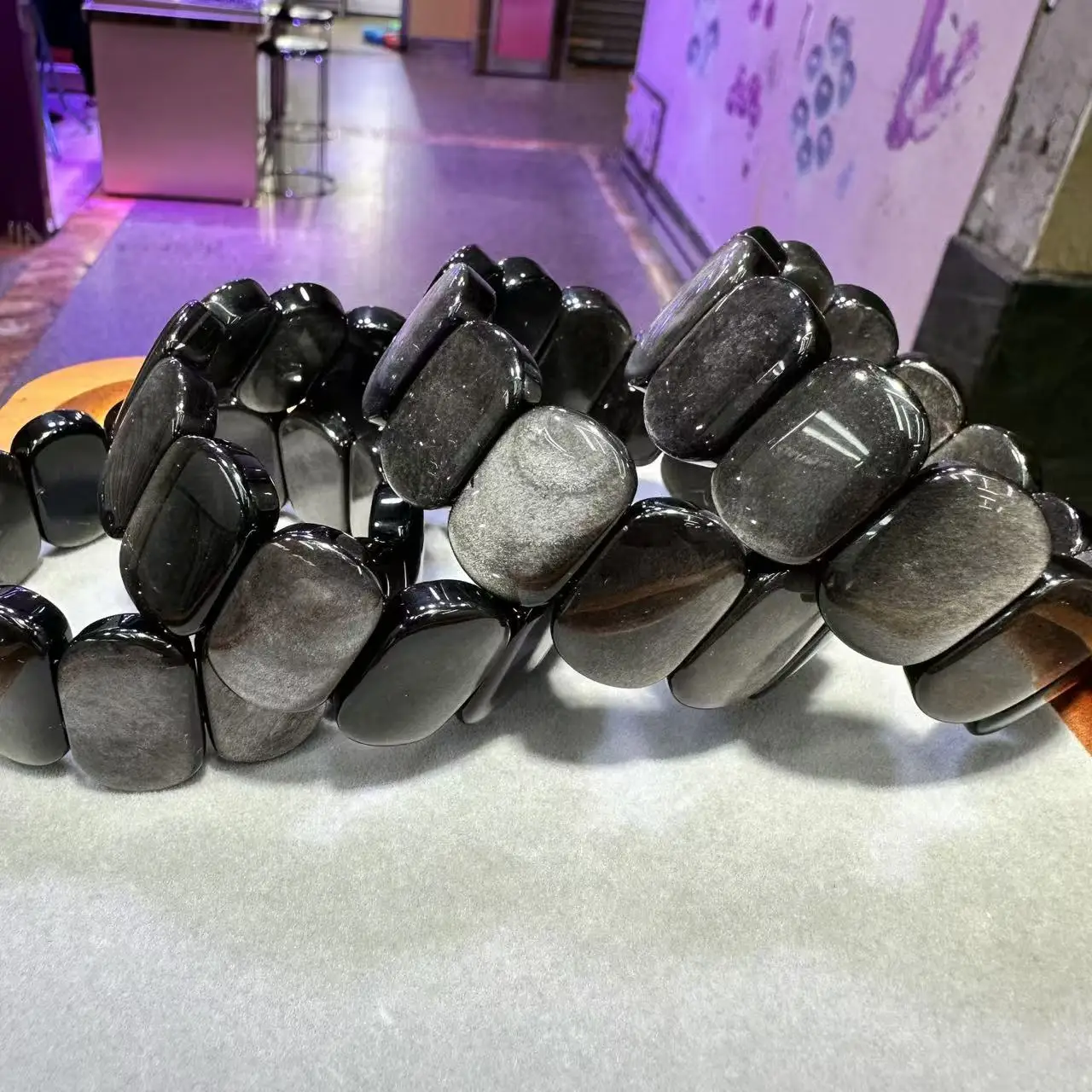 Natural Silver obsidian Stone Bracelet For Women Lady Men Love Gift Charm Reiki Crystal Bead Gemstone Jewelry Strands Wholesale view 2
