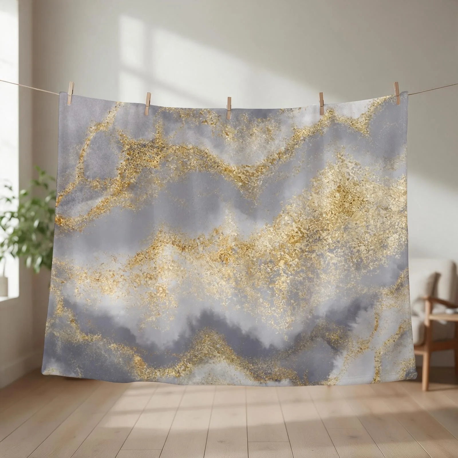 New White Geode on Winter Grey Throw Blanket couch cozy soft plush fuzzy picnic outdoor blanket