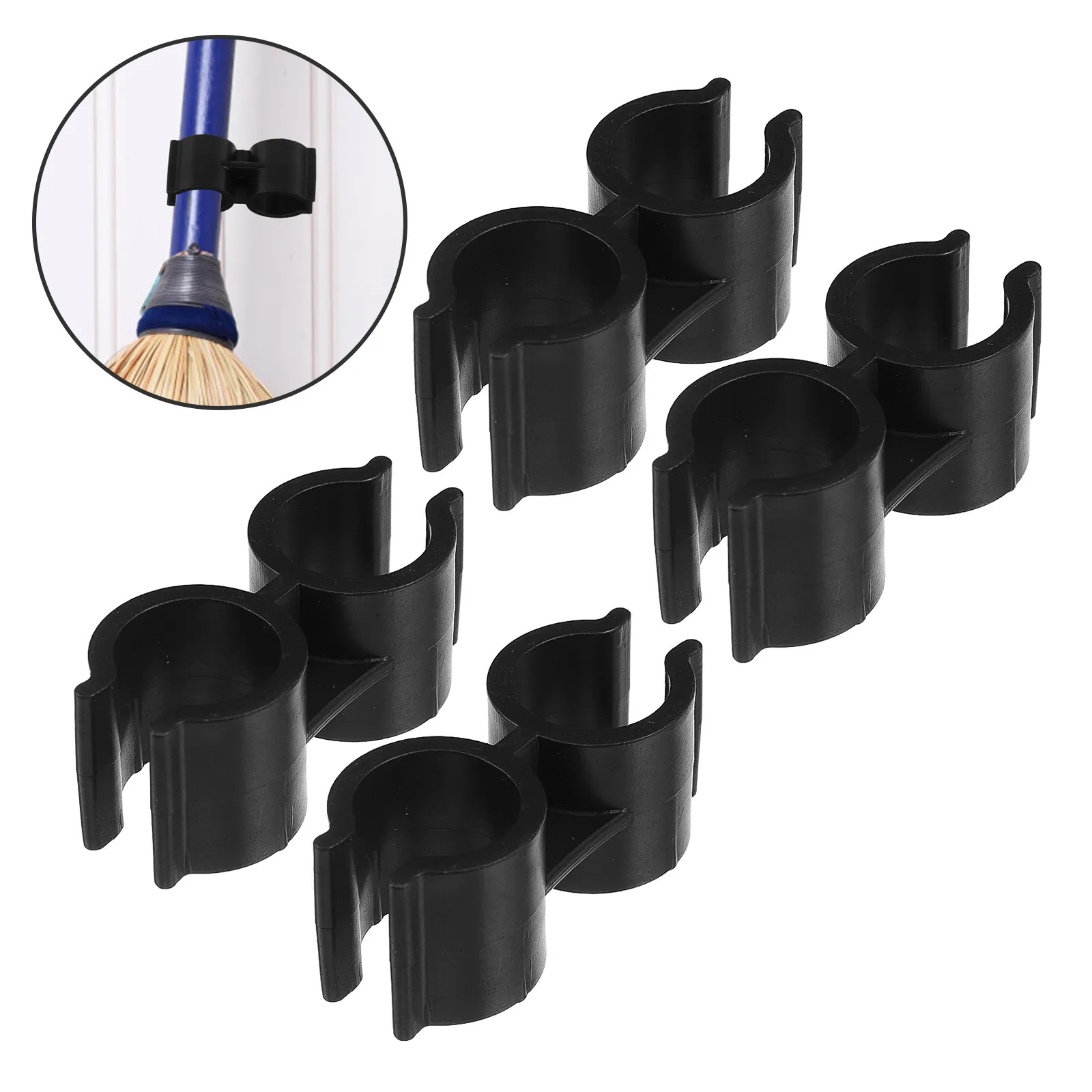 

4Pcs Dustpan Broom Buckle Plastic Double Pipe Clamp Connector Deformation Resistant Holder Fits Most Brooms and Dustpans