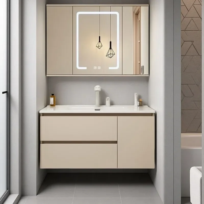 for Modern Simple Rock Slab Ceramic Integrated Seamless Basin Bathroom Cabinet Combined Toilet Sink Face Washstand