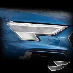 2 Pcs Car Headlight Protective Film Headlamp Restoration Transparent Black TPU Sticker For Audi A3 8Y 2020-2023 Accessories