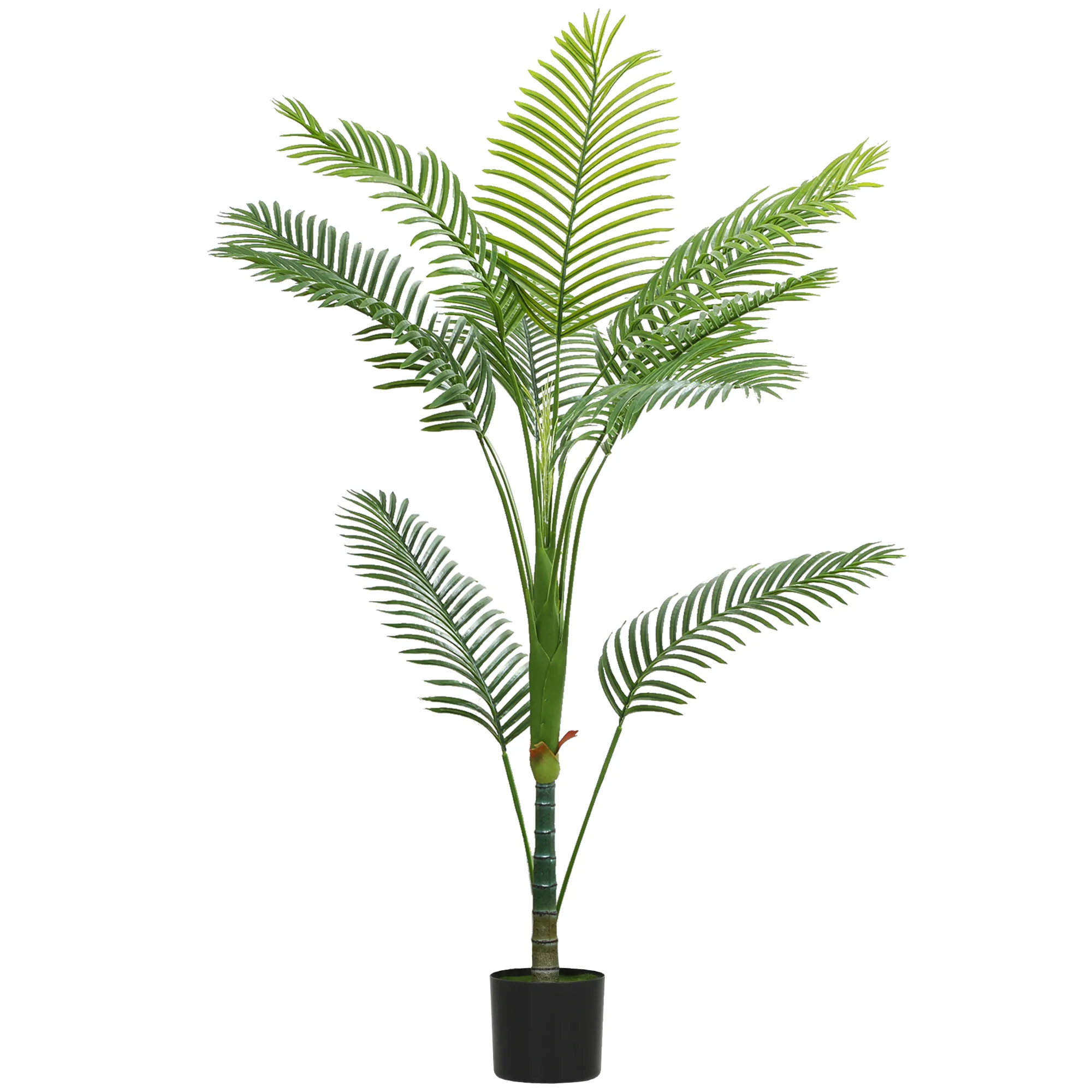 HOMCOM kunstplant voor binnen, Areca Palm kunstboom met kunststof pot en bladeren van PE, f
