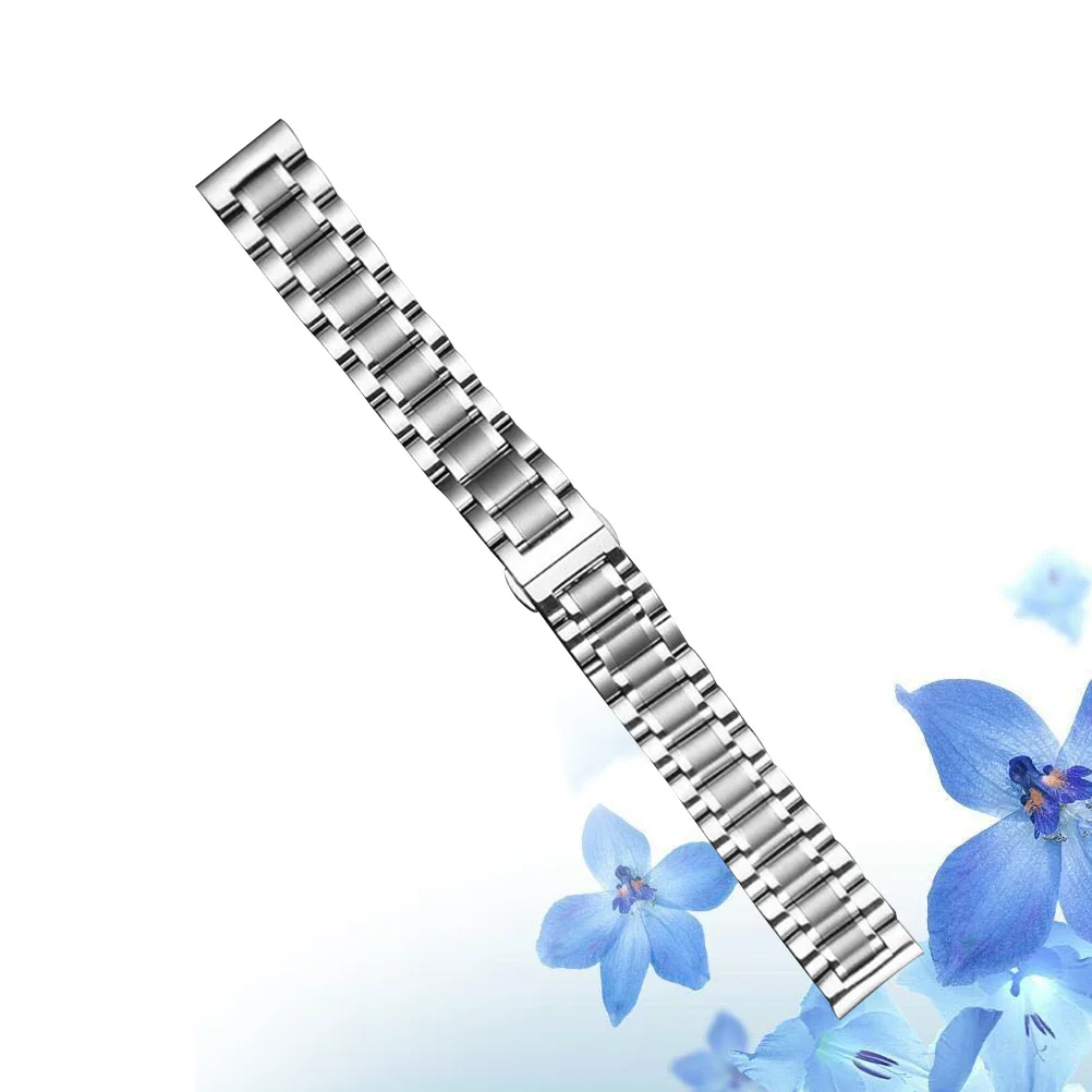 

Stainless Steel Watch Band Solid Clasp Silver Replacement Strap Classic Fashion Durable Comfortable Wrist Strap