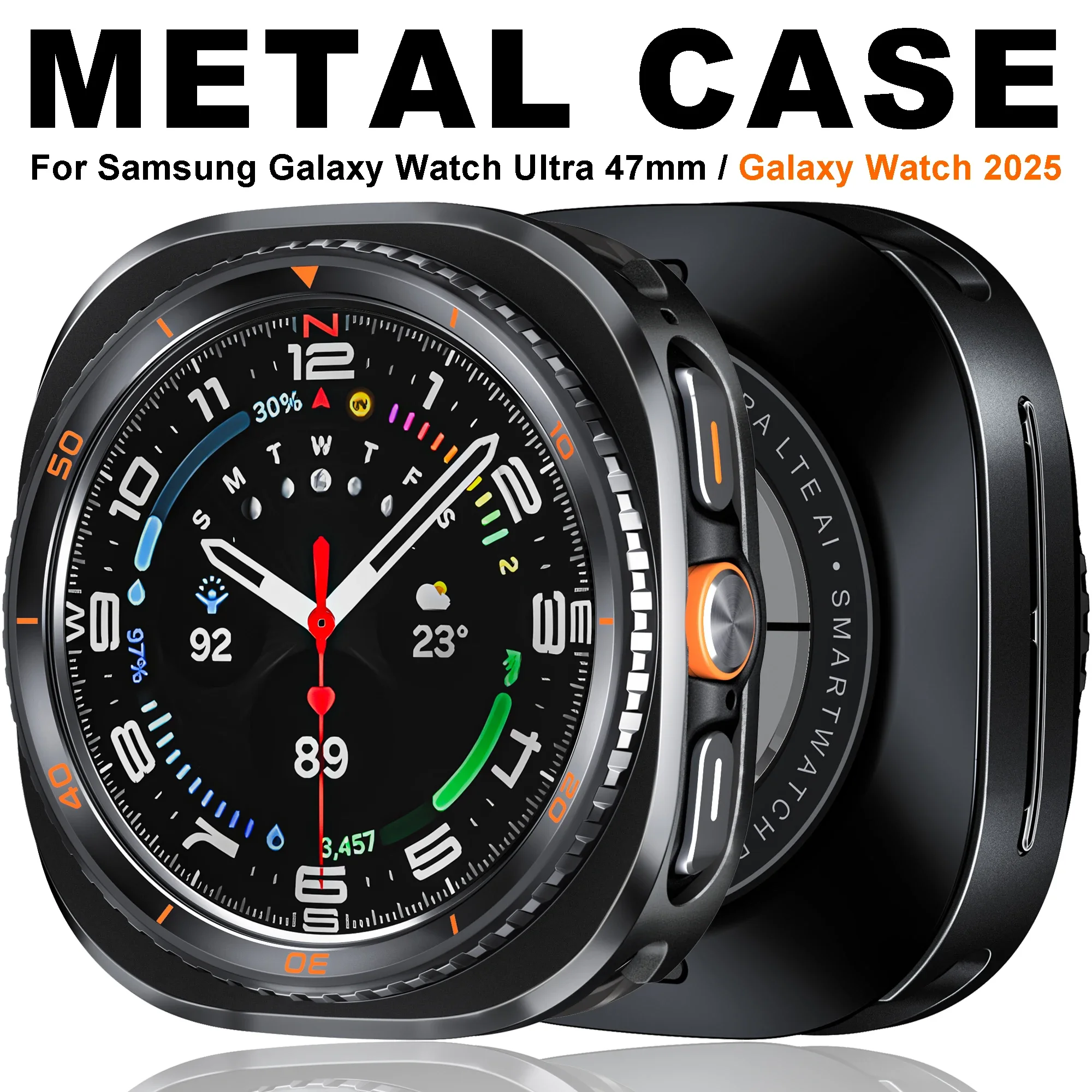 Metall-Schutzhülle für Samsung Galaxy Watch Ultra 2025, 47 mm, PC-Legierung, harte Abdeckung für Galaxy Watch 7 Ultra Bumper-Zubehör