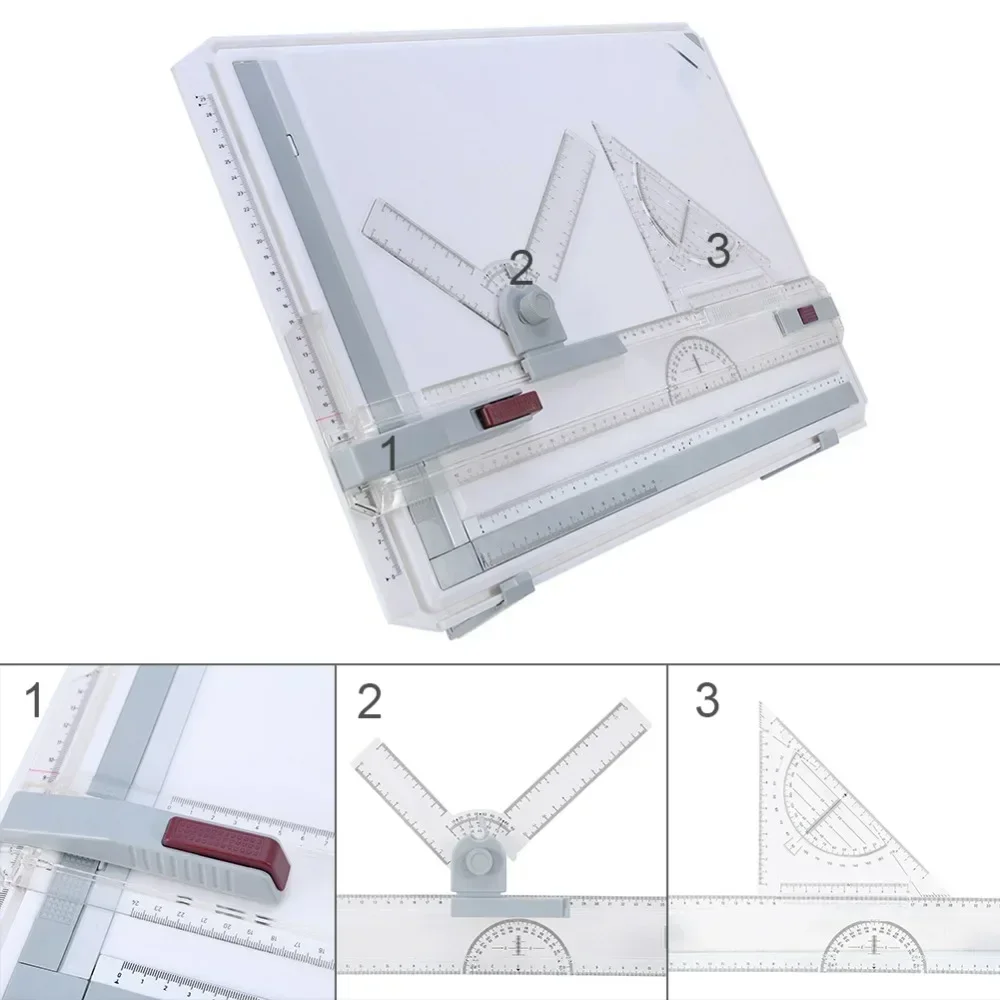 

Multifuctional A3 Drawing Board Table Pad with Parallel Motion and Adjustable Angle Rulers Scho