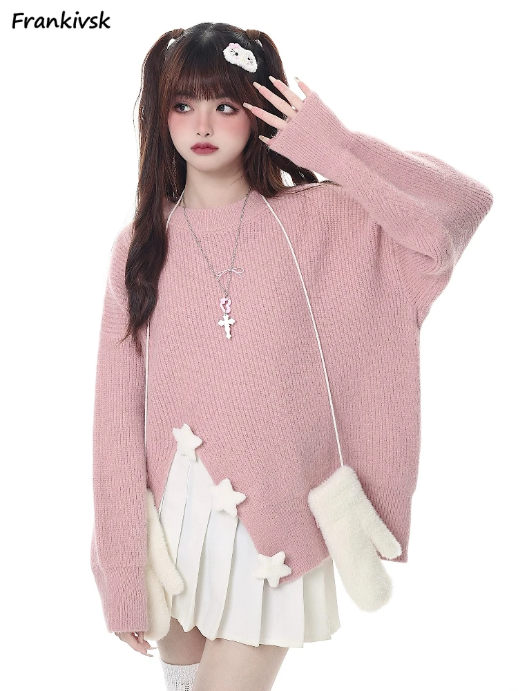 Maglioni donna Sweet Chic Y2k Cozy College All-match autunno Basic maglieria in stile giapponese High Street Baggy abbigliamento tinta unita