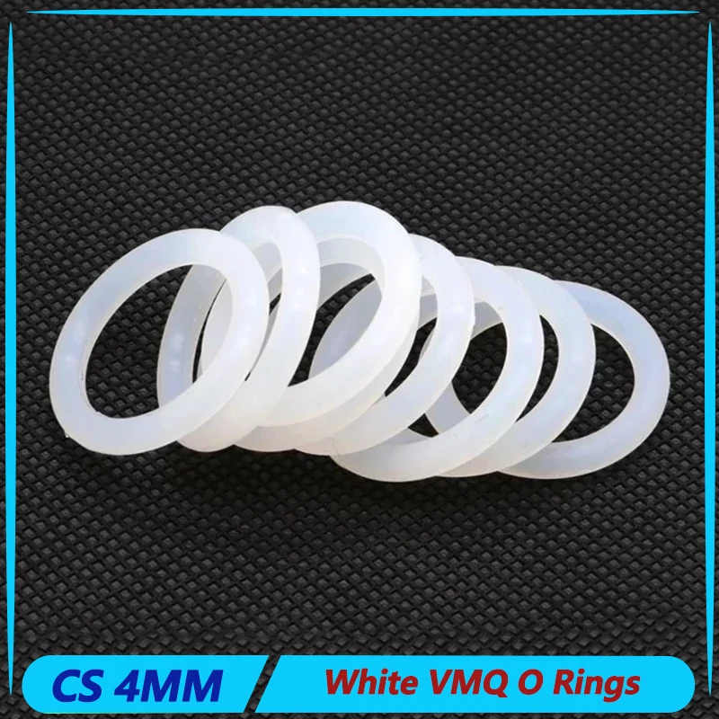 

Silicone CS 4mm OD 12~150mm Food Grade Waterproof Washer Round O ShapeO Rings Seal Tool 10/50Pcs VMQ O Ring Gasket White