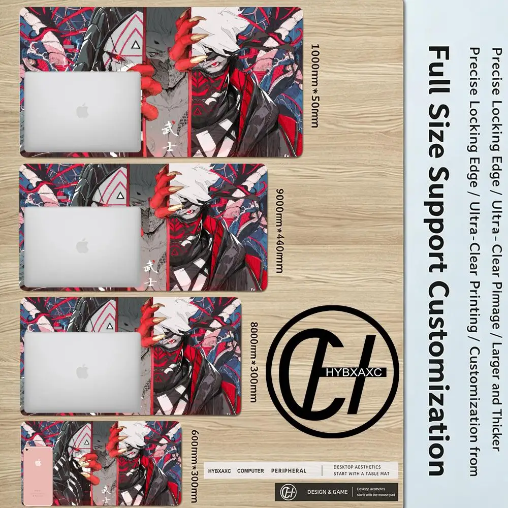 HD Game Mouse pad Japanese Samurai Devil Mousepad Black Gamer Desk Mats Esports Mouse Pad Carpet Gaming Accessories Table Mat