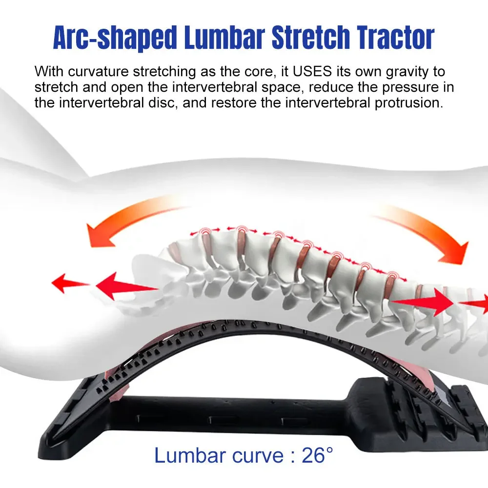 3Level Back Stretcher Fitness Lumbar Support Relaxation Back Massager Lumbar Support Spine Board for Herniated Disc Massage Tool