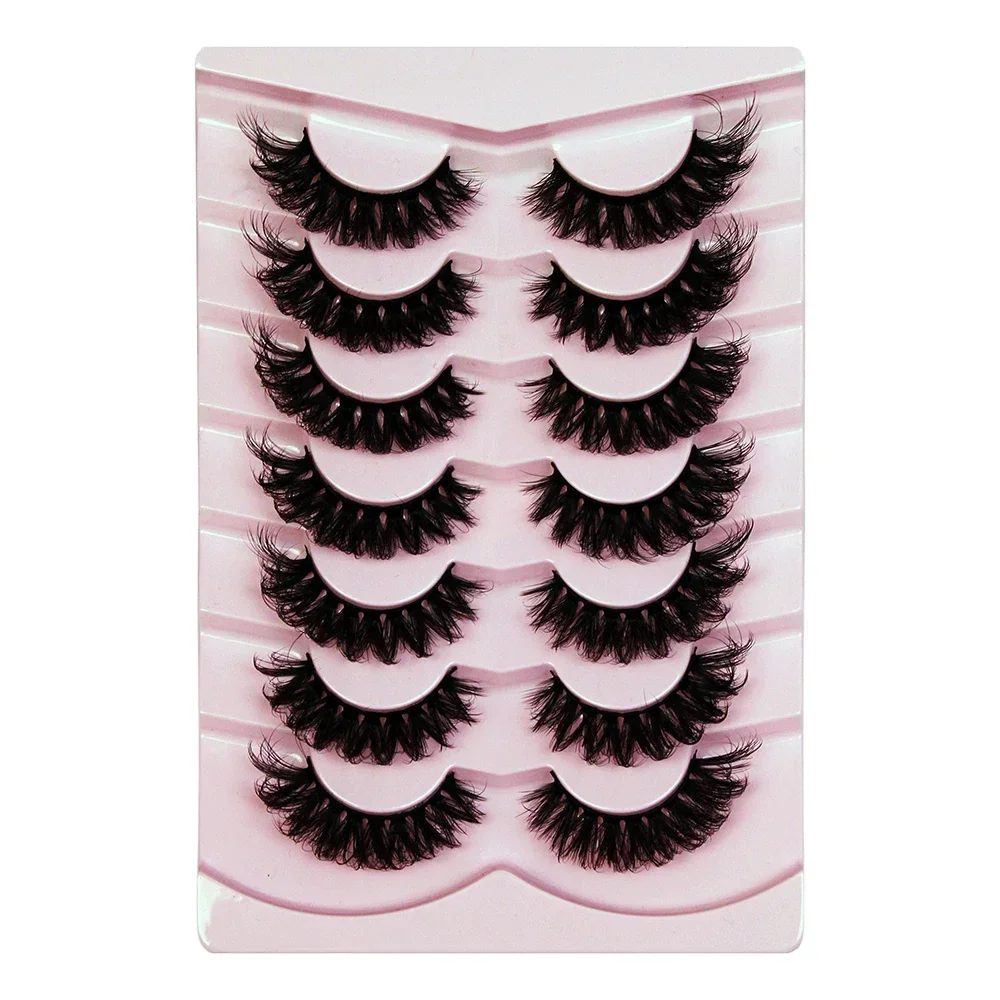 7 Pairs False Eyelashes Wispy Lashes Natural Look Fake Eyelashes Cat Eye Lashes Faux Mink Fluffy Strip False Lashes Pack