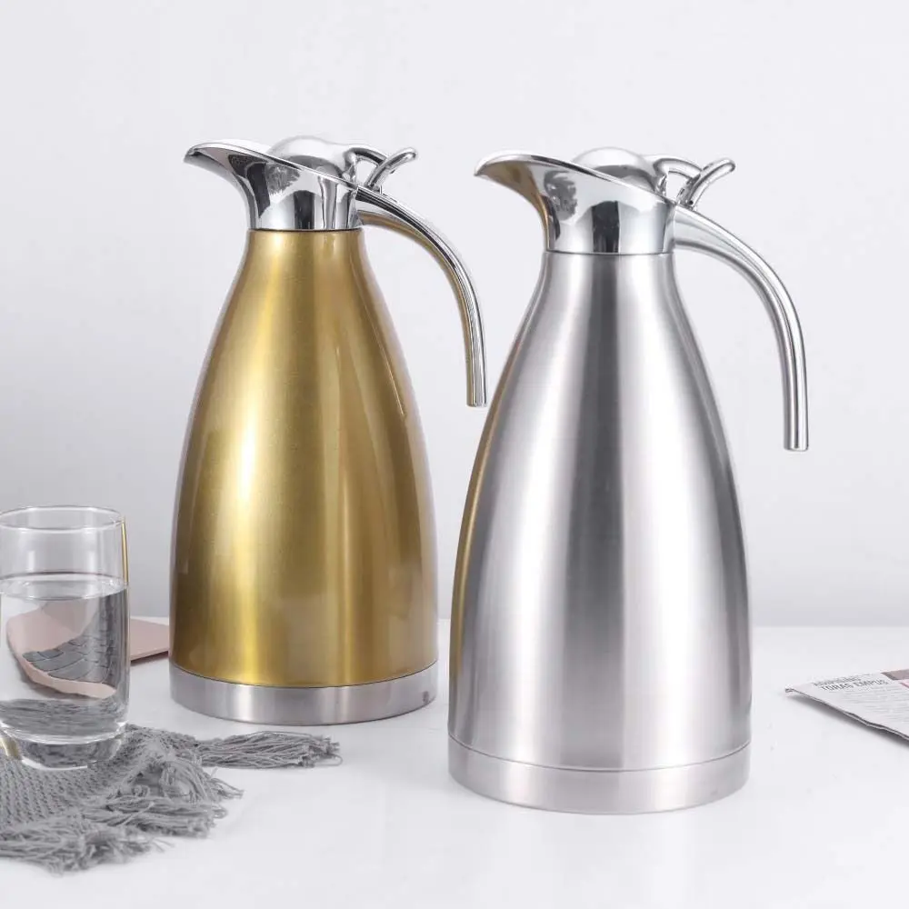 

Portable 304 Stainless Steel Thermal Water Kettle 2000ml Large Capacity Thermos Coffee Pot European Thermal Jug Hotel