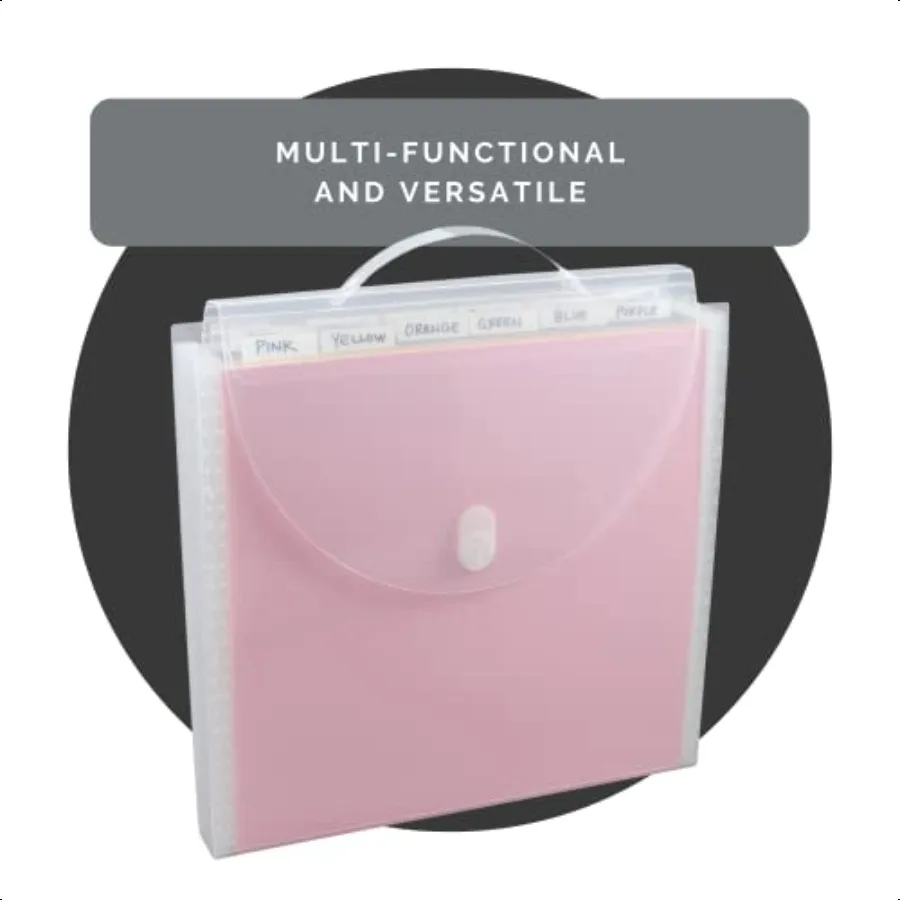 منظم الورق القابل للتوسيع، منظم ملفات الأكورديون، حامل مستندات مهم شفاف مع 12 جيبًا، أبيض، 12 × 12 بوصة