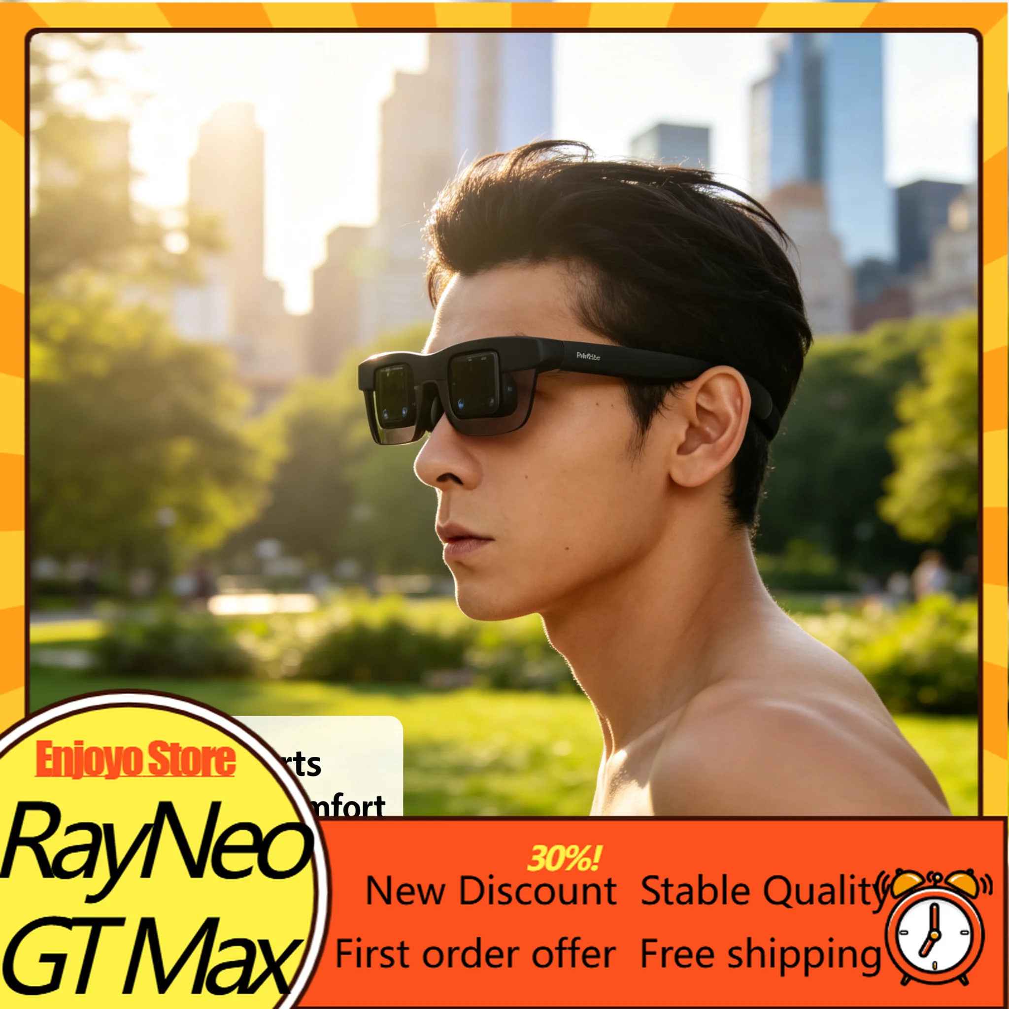 RayNeo GT Max AR Smart Glasses Micro‑OLED 267‑Inch Giant Virtual Screen 0‑1000° Myopia Adjustment Dolby Vision for Movie Gaming