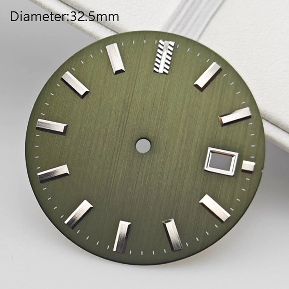 32.5mm nh35 dial luz azul oliva drab king eiko dial nh35 adequado para nh35 movimento automático sje089j1 watchmod personalizar logotipo